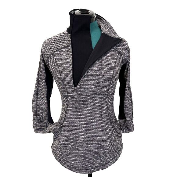 Lululemon Base Runner Half 1/2 Zip Pullover Vented Coco‎ Pique Black Sz 6 W3C39S - Picture 6 of 10